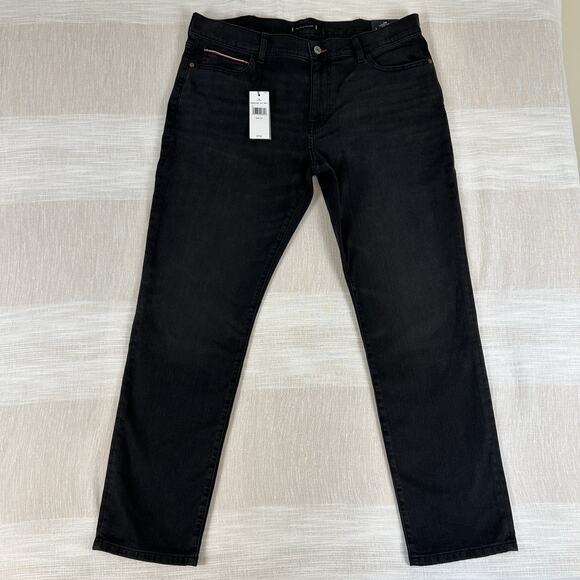 New Tommy Hilfiger THFlex Slim Mens Black Size 38x32 Jeans Stretch Denim NWT1092 - Picture 2 of 14